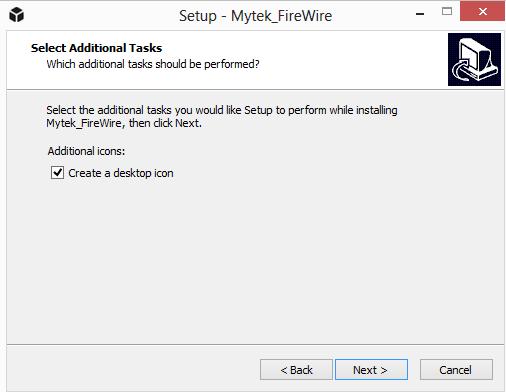 Once Mytek_FireWire installer begins click "Next" to begin installation. 3.