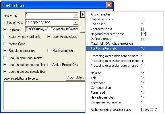 Text Editor Figure 4-9. Using Regular Expressions with the Text Editor Selectively hiding and displaying code.