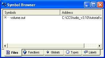 Basic Debugging 5.2.9 Symbol Browser The Symbol Browser window ( Figure 5-21) displays five tabbed windows for a loaded COFF output file (*.