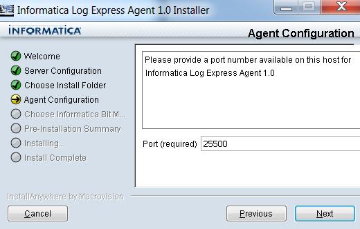 6. Provide a port number on this host for the agent.