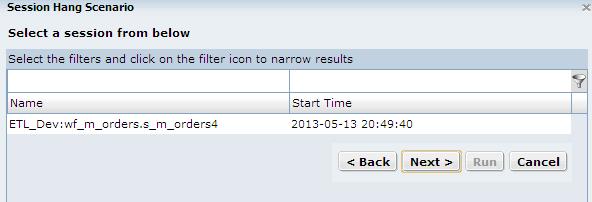 Note: In case the list of sessions is huge, use the filter option to narrow down to the