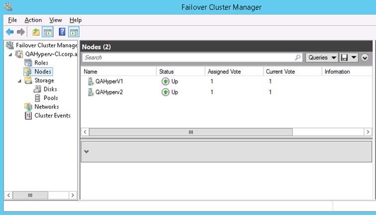 One Voice Operations Center Figure 8-39: Hyper-V-Failover Cluster Manager Nodes The OVOC VM should be created with a hard drive which is situated on
