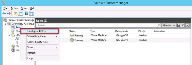 2 Add the OVOC VM in Failover Cluster Manager After you create the new OVOC VM, you should add the VM to a cluster role in the Failover Cluster