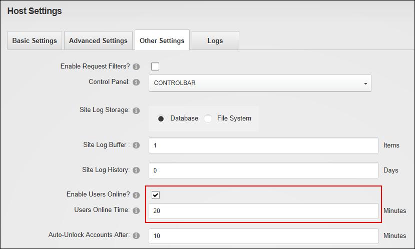 Enabling the Event Log Buffer Super Users can enable or disable the Event Log Buffer for all new sites via Other Settings section of the Host > Host Settings page.