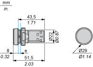 Dimensions Drawings Pushbutton, Flush Type Dimensions e Support panel