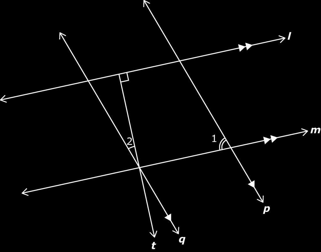 1 Line l, line m, line p, line q, and ray t are coplanar.