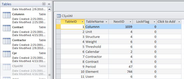 Calculated Fields Double-click the CSYSUTIL table to open it.