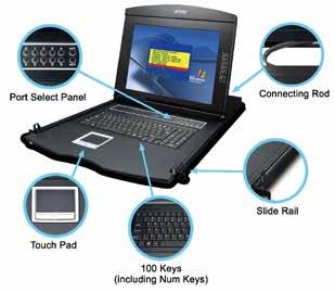 Full-size 100-key keyboard with integrated number pad Front panel with lock to prevent damage by accident Two-layer password security protection Management Auto