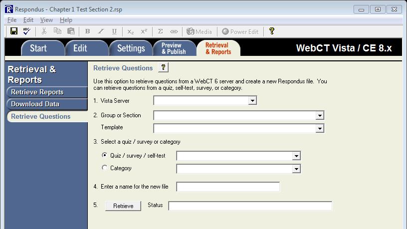 x from the Current Personality drop-down list. 2. Go to the Retrieval & Reports tab. Figure 1 - WebCT/CE 8.x Personality 3.