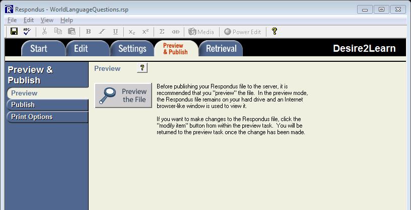 7.1. Select Replace Current File to convert the existing file to the Desire2Learn format. 7.2. Or click Save as New File to preserve a Respondus file in the GeorgiaVIEW Vista format.