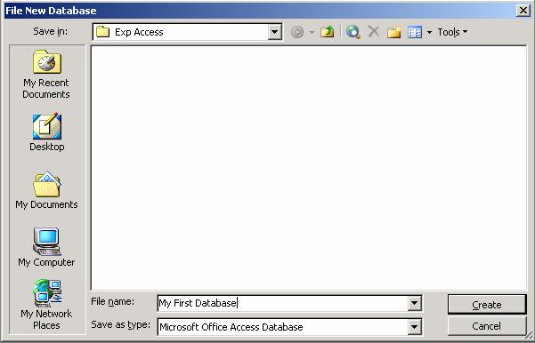 Click the Programs menu, then click Microsoft Access to start the program. You should see the Microsoft Access dialog box as shown on the left side.