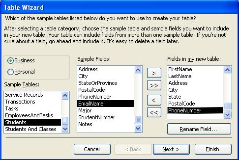 STEP 4 : The next screen in the Table Wizard asks you to name the table and determine the primary key.