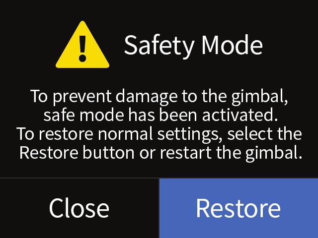 Note: When safety mode is activated, REMOVU recommends restarting the K1.
