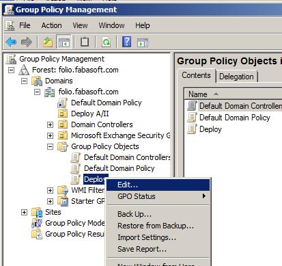 8. Click Edit from the new group policy object s context menu. The Group Policy Management Editor is opened.