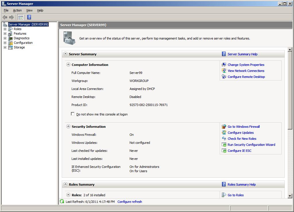 Configuring a Windows Server 2008 Machine 7.