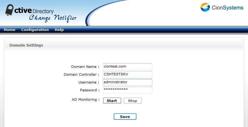 Settings Enter the domain name, domain