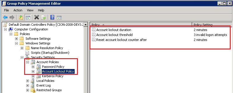 Configuring Account Lockout Policy Navigate to the node Account Lockout Policy (Computer ConfigurationPoliciesWindows SettingsSecurity