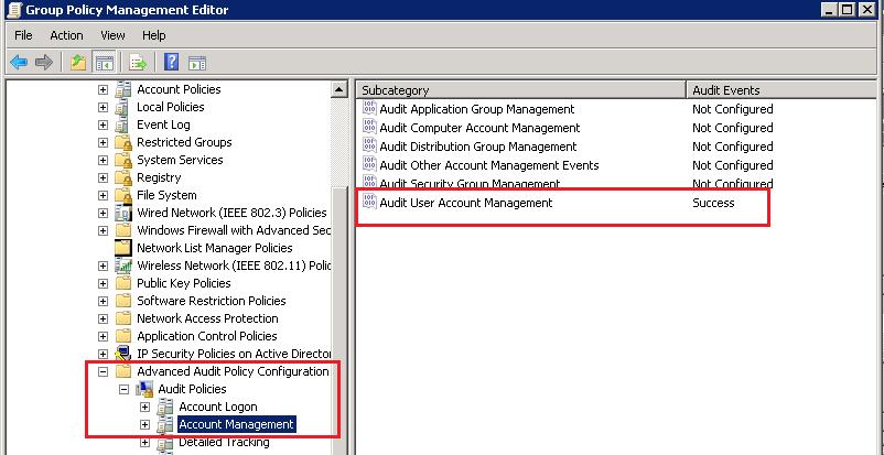 In the right pane, right-click Audit User Account Management, and then click Properties.