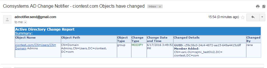 Report types and descriptions Once you start the Active Directory Change Notifier, the application