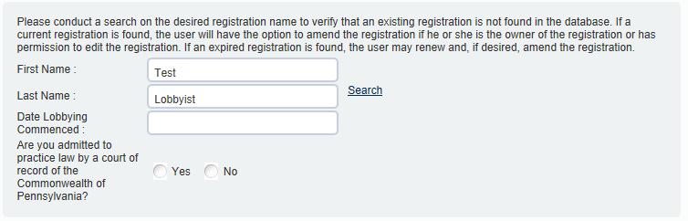 If none of the results match the user s request, click [Registration Not Found] to be