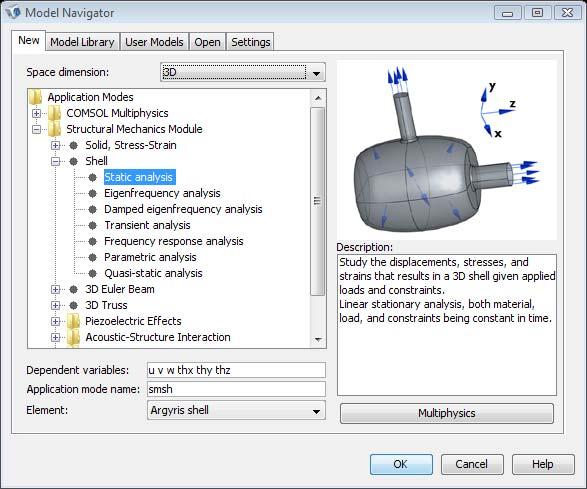 2 Select Structural Mechanics Module>Shell>Static analysis, then click OK. GEOMETRY MODELING 1 From the Draw menu, select Work-Plane Settings. 2 Click OK in the Work-Plane Settings dialog box.