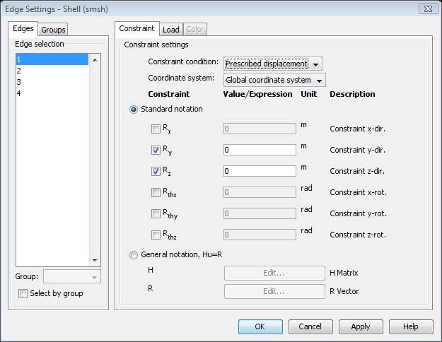 2 Specify constraints on the Constraint page according to the following table; when done, click OK.