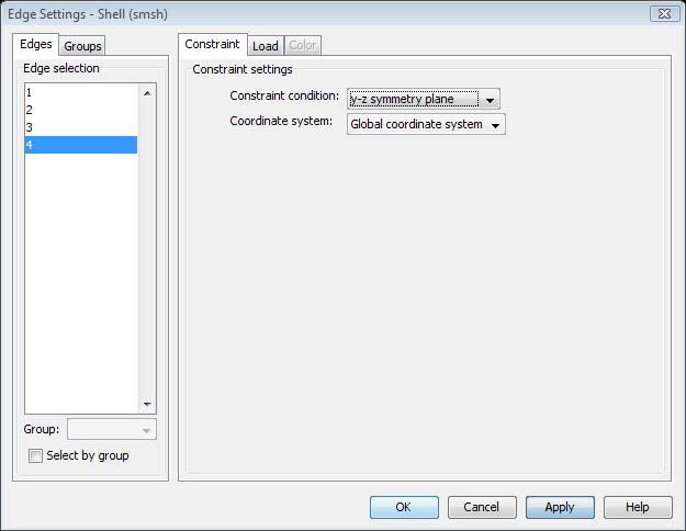 Constraint settings for Edge 3: Constraint settings for Edge 4: Boundary Settings Specify the material properties and