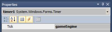 While the timer is selected, Click on that lightning bolt icon and type gameengine and press enter.