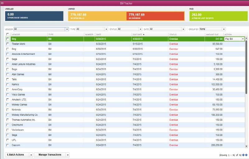 Bill Tracker The QuickBooks 2016 Bill Tracker is a new tool that allows you to easily see the status of your unpaid transactions.