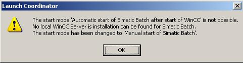 SIMATIC and security settings in Windows 2003 Figure 3-6: Message after starting SIMATIC BATCH as power user You have to give the local Power Users the rights to access