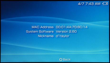 Sony PSP To locate the MAC Address of your PlayStation Portable (PSP): 1.