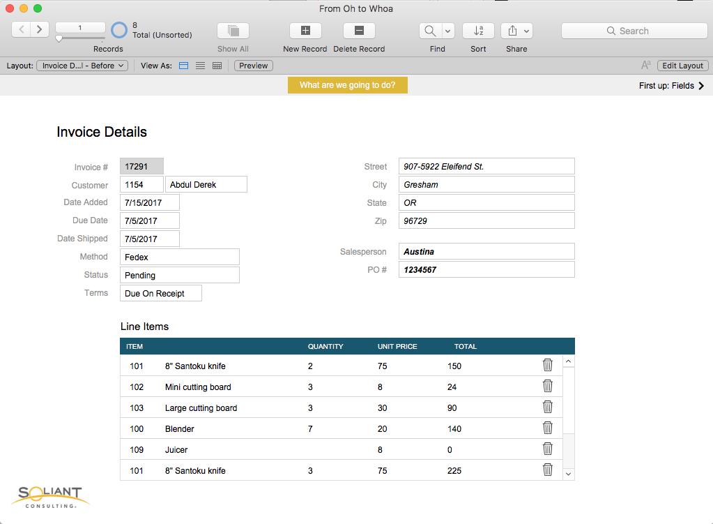 Begin with a simple database Use FileMaker Platform tools to make incremental improvements to the UI