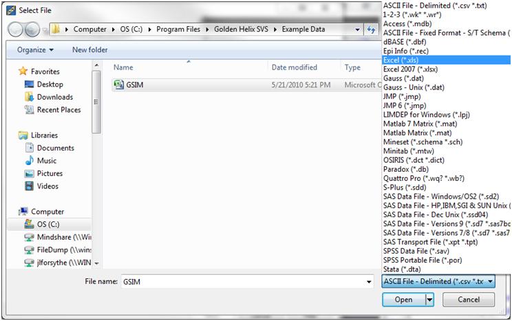 Importing and Merging Data Tutorial, Release 1.0 Figure 4. Third Party file format selection dialog 3.