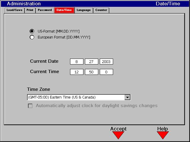 5.13.4 Administration / Date & Time c00310en.bmp Fig. 5-57: Date & Time datetime.txts Using the radio buttons the user can select European or US format for time and date.