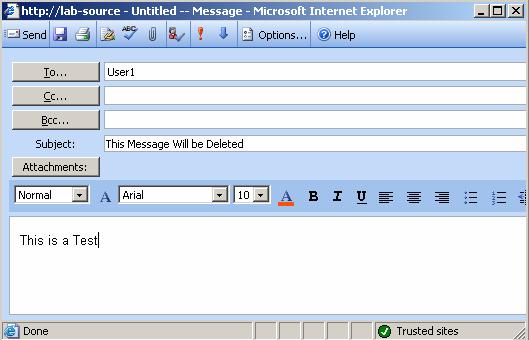 Click on New Enter User1 in the To field. Give message a Creative Subject Also Enter User2 in the To field.