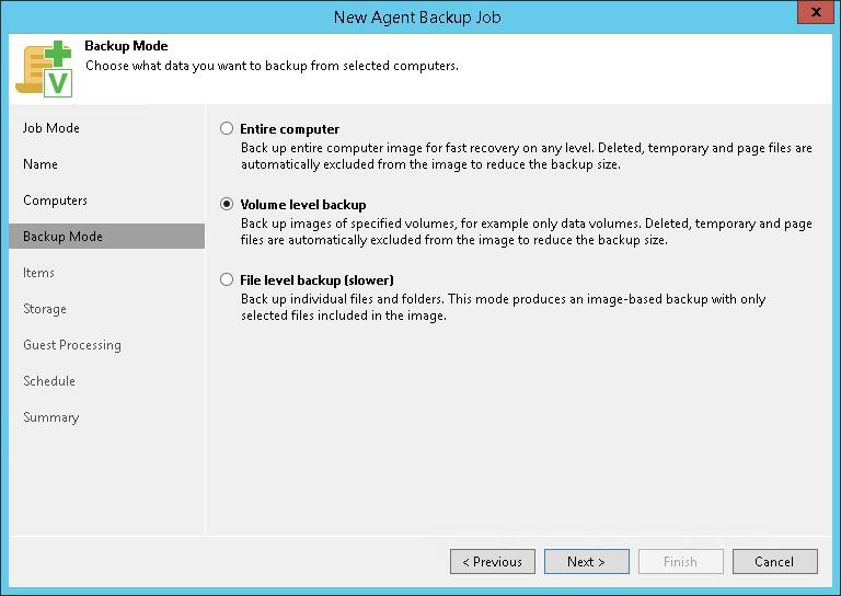 Step 5. Select Backup Mode At the Backup Mode step of the wizard, select the mode in which you want to create a backup.