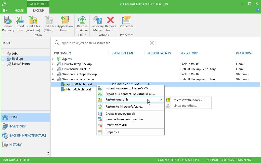 Restoring Files and Folders You can use the Veeam Backup & Replication console to restore individual files and folders from Veeam Agent backups.