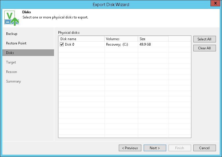 Step 4. Select Disks At the Disks step of the wizard, select check boxes next to those disks that you want to export. Step 5.