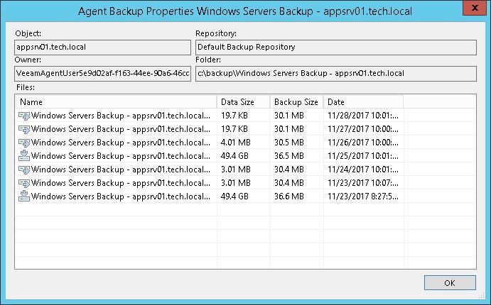 To view summary information for a child backup (backup of a specific Veeam Agent computer): 1. Open the Home view. 2. In the inventory pane, select Backups. 3.