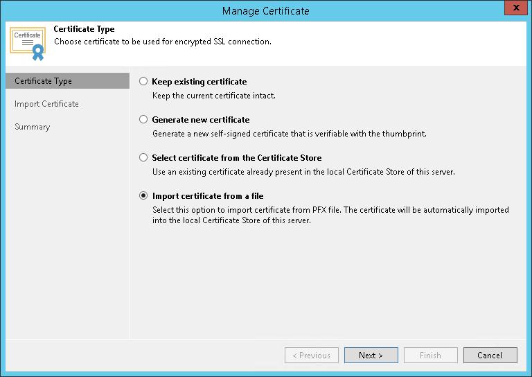 Importing Certificates from PFX Files You can import a TLS certificate in the following situations: Your organization uses a TLS certificate signed by a CA and you have a copy of this certificate in