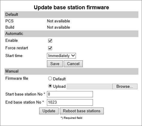 Enable Automatic Update for Base Station through Web Based Administration Page 1. If using Spectralink IP-DECT Server 400/6500, click Firmware, and then click Base Station.