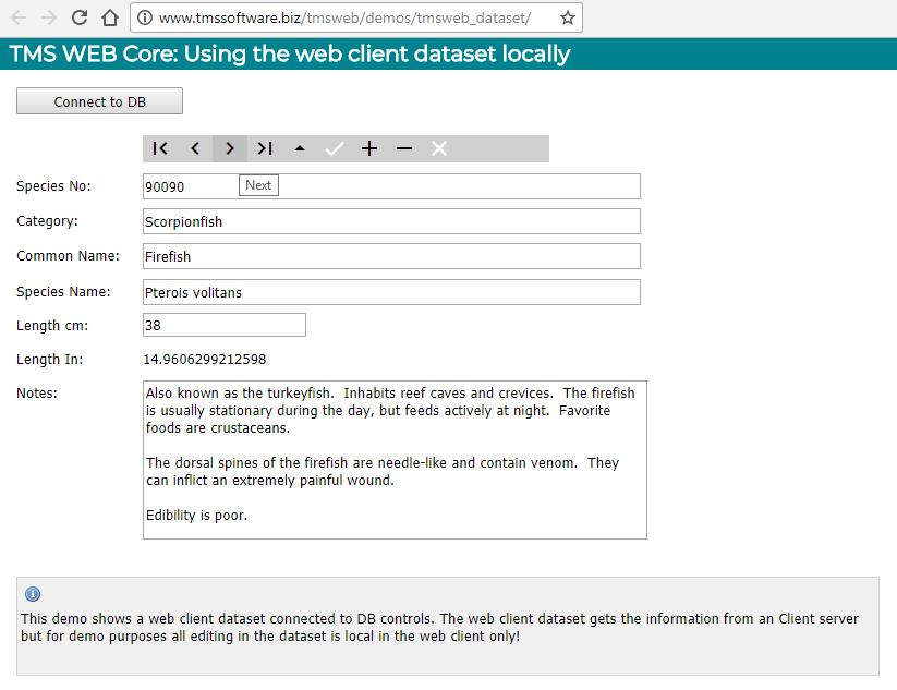 For viewing data, comes with following built-in components: TWebClientConnection, TWebClientDataSet, TWebDataSource.