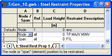 4 Steel restraint properties (Use the wiard to enter the properties.