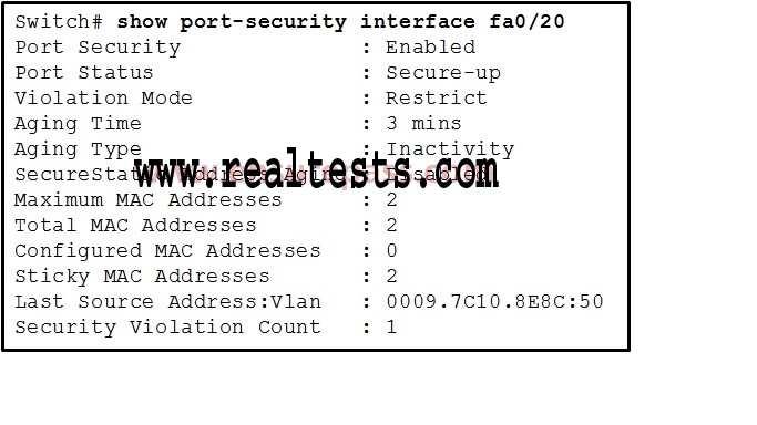 A. Send an SNMP trap. B. Send a syslog message. C. Increment the Security Violation counter. D.