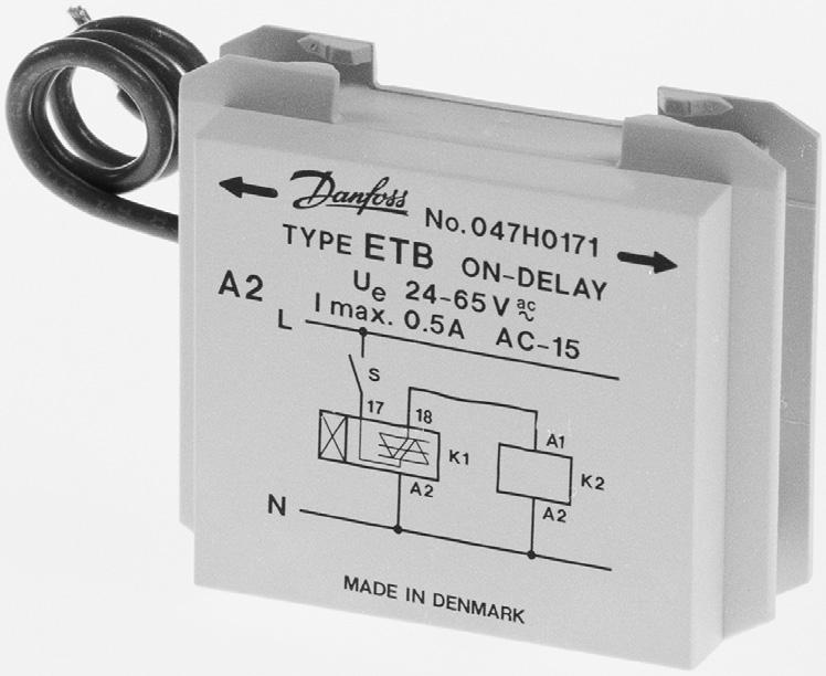 Electronic Clip-on Timers ETB ETB electronic clip-on timers are for use with Danfoss contactors to delay contactor close and open.