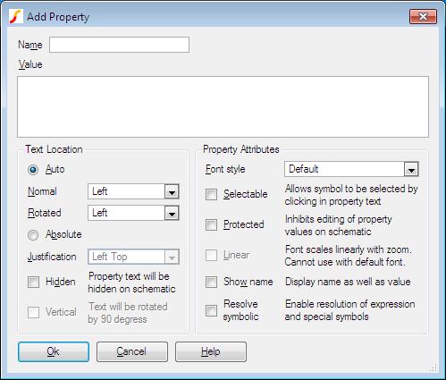 7.2. Graphical Symbol Editor Adding a Single Property To add a property to a symbol, select Property/Pin Add Property.