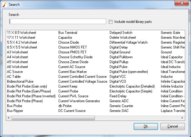 8.3. Part Search Virtually all available parts may be selected using the part selector.