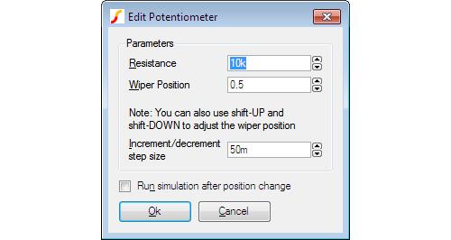 8.7. Generic Parts 8.7.12 Potentiometer The potentiometer may be used in both SIMetrix and SIMPLIS modes. To place, select the menu Place Passives Potentiometer.