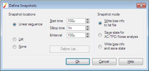 10.2. Transient Analysis Select either Linear sequence or List to define the time points at which the snapshots are saved.