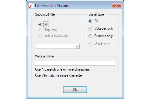 12.4. Random Probes Press Edit Filter to alter selection that is displayed. See below. The names displayed are the names of the vectors created by the simulator.